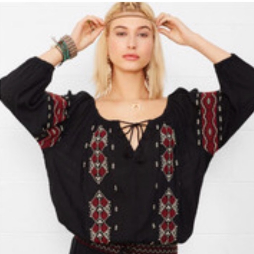 Denim & Supply Ralph Lauren Cotton Gauze Boho Embroidered Top